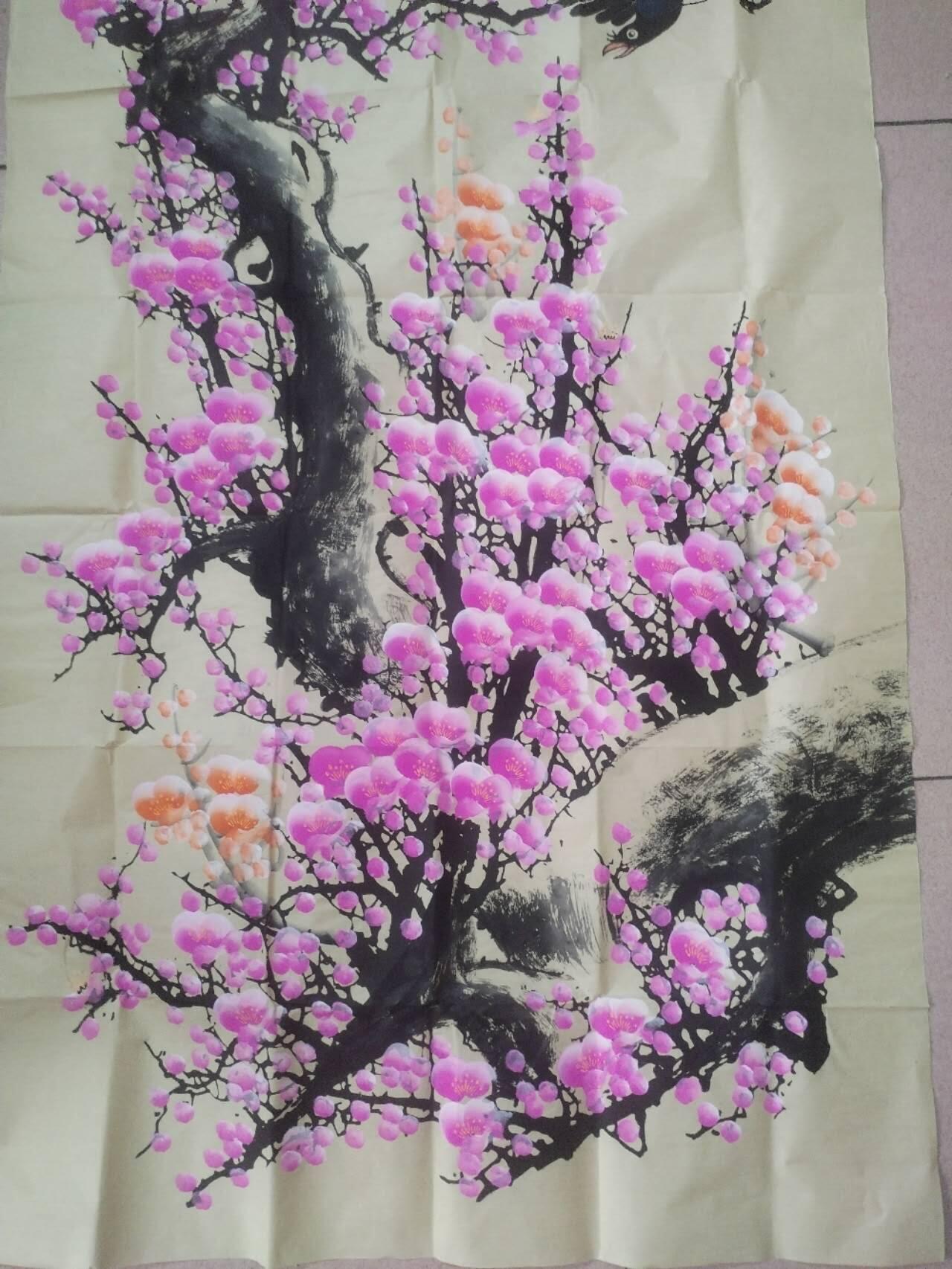 字画专场 王成喜老师手绘 梅开五福。140*70cm。