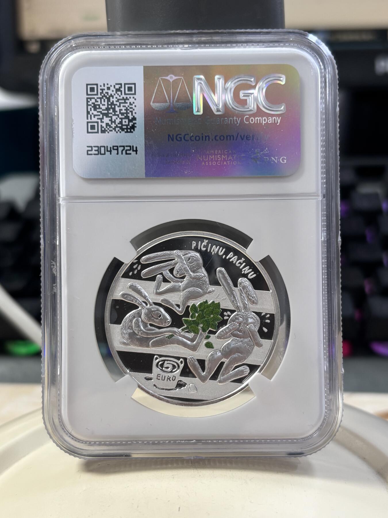 第189期拍卖 拉脱维亚2024年发行快乐童年5欧元局部彩色精制纪念银币NGC-PF69首无盒无证书，999银，22克，发行量4000枚