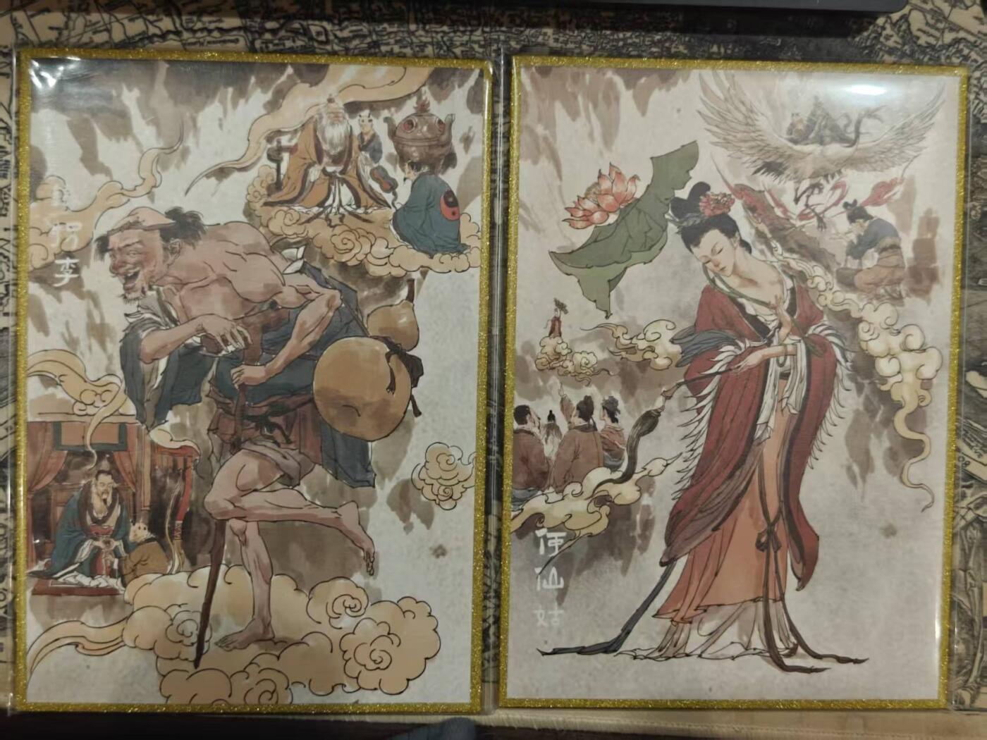 春节前倒数第三场！！龙虎卡牌-七三场（满200元包邮，无佣金，每周六结拍，欢迎送拍） A5版画2张 超吉梦 张导八仙 - 铁拐李&何仙姑