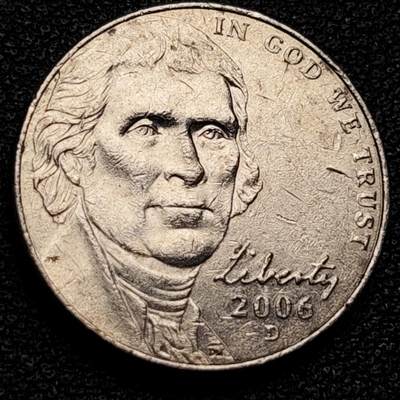 泉币菌-第173场- 精品福利场 - 2006年 杰斐逊总统 美国5美分铜镍硬币 21毫米5克