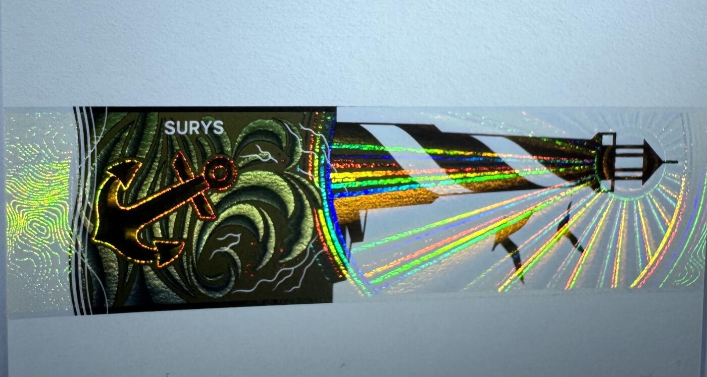 2026第2场（总第229期）：精品测试钞、连体钞综合场 苏芮SURYS “灯塔”箔条纹技术Plasmogram™光版测试钞UNC