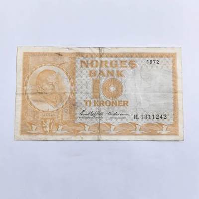 各国外币第109期 - 挪威10克朗1972年