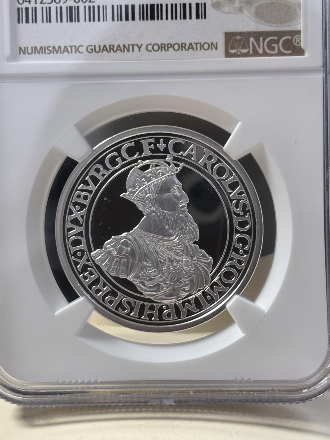 第189期拍卖 比利时2021年卡尔斯古尔登500周年精制纪念银币NGC-PF70无盒无证书，925银，18.75克，发行5000枚