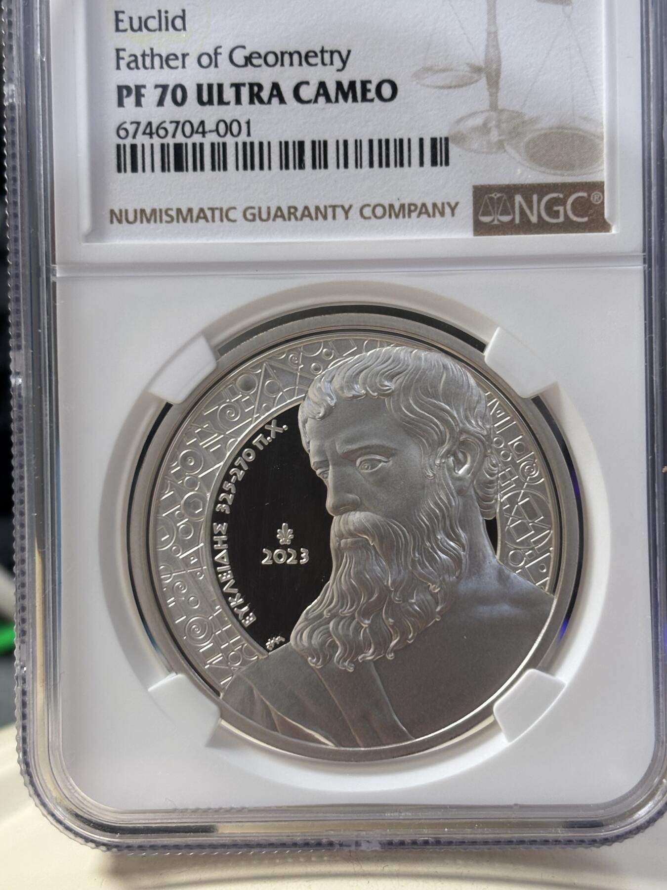 第189期拍卖 希腊2023古希腊文明系列几何之父欧几里得纪念银币NGC-PF70带盒证书，925银，发行1500枚