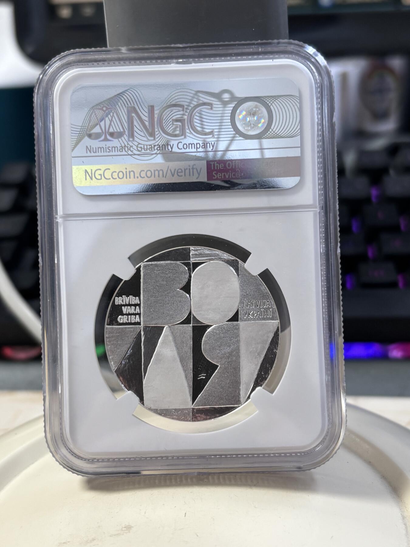 第189期拍卖 拉脱维亚2022年为了自由精制纪念银币NGC-PF70无盒无证书，999银，22克，发行8000枚