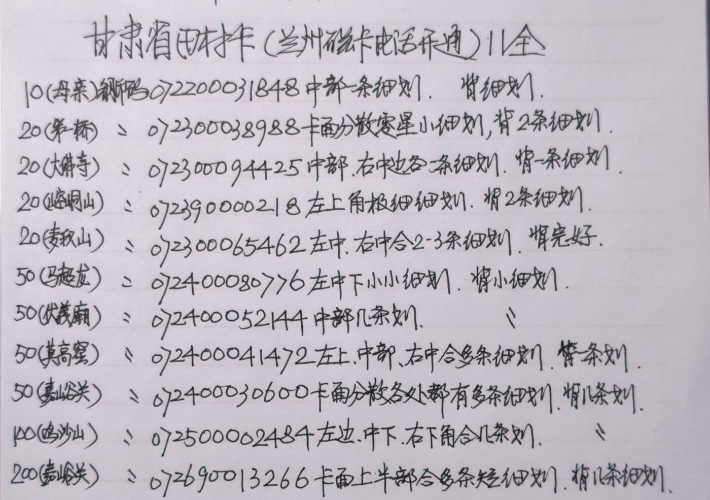 公藏第61期裸卡拍卖