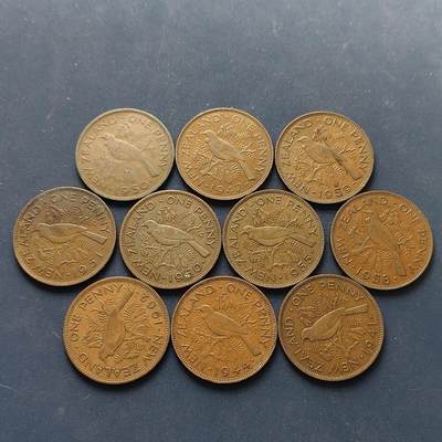 【全场包邮】纯粹捡漏拍496场-持续更新中 - 新西兰各年份1便士大铜币10枚一组