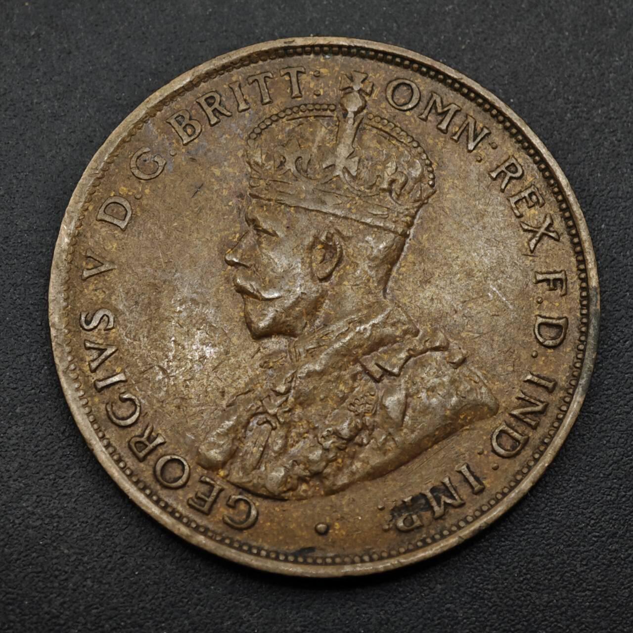 【淘币小摊】实时拍第八百五十三拍   散币银币场   满百包邮可预留二周 每周一统一发货   澳大利亚1935年乔治五世一便士铜币