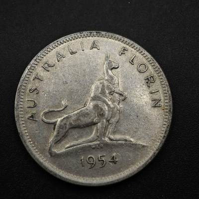 【淘币小摊】实时拍第八百五十三拍   散币银币场   满百包邮可预留二周 每周一统一发货   - 澳大利亚1954年伊丽莎白二世弗洛林银币