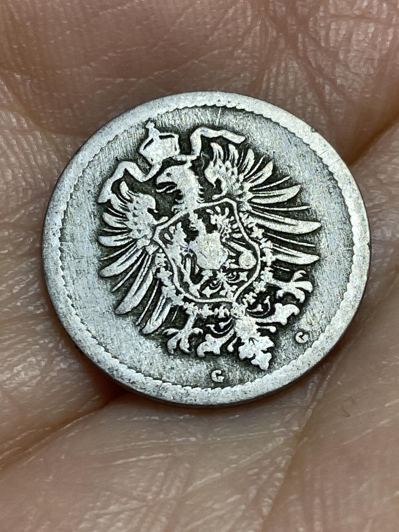 2026年第十三场(总第一百八十二场）外国好品散币场(免佣金) 稀少早期年份–德意志帝国1875年5芬尼(威廉一世时期，G标卡尔斯鲁厄造)