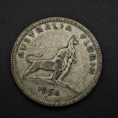 【淘币小摊】实时拍第八百五十三拍   散币银币场   满百包邮可预留二周 每周一统一发货   - 澳大利亚1954年伊丽莎白二世弗洛林银币