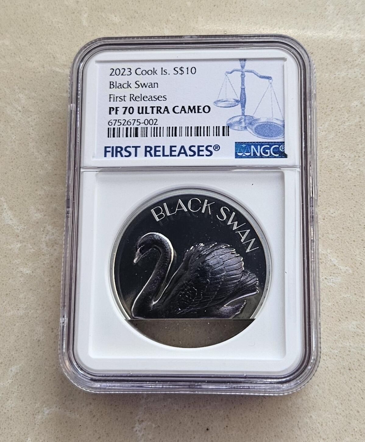 【币将精彩】世界钱币拍卖（2026-1-28） 库克2023年天鹅2盎司双面高浮雕彩色银币NGC评级币带证书包装