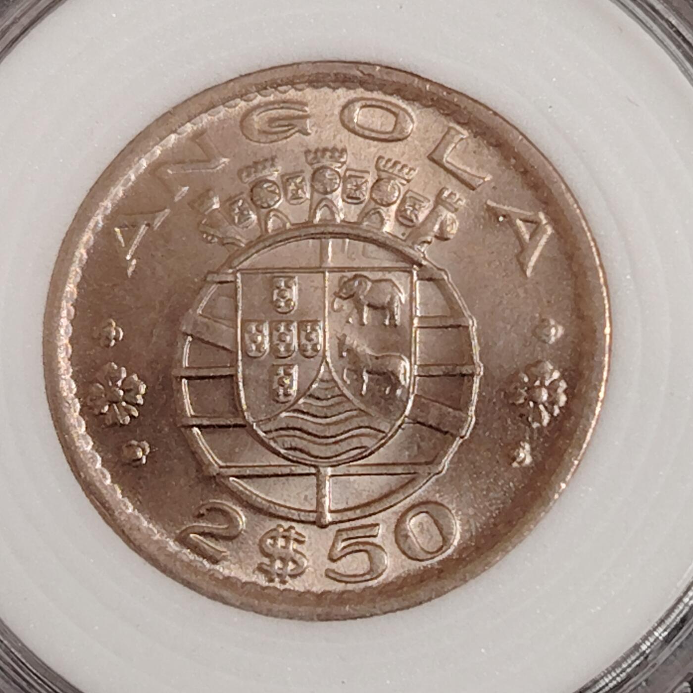 布加迪🐬～世界钱币(上海)🌾第 271 期 /  各国套币和散币 葡属安哥拉🇦🇴 1974年 2.5埃斯库多