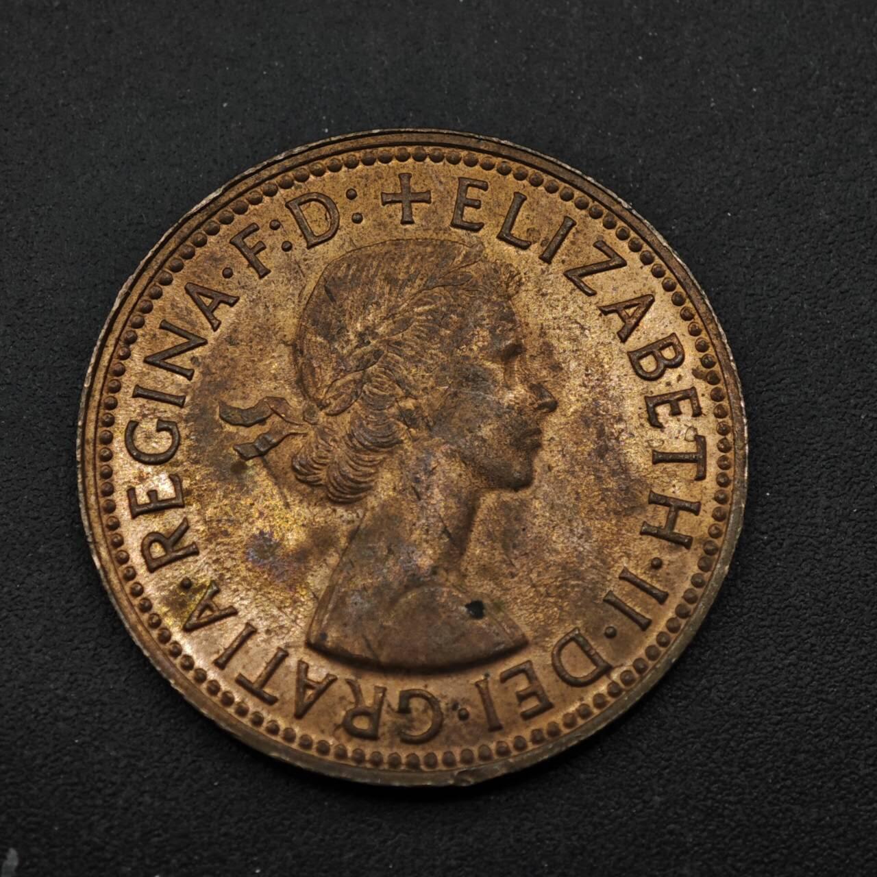 【淘币小摊】实时拍第八百五十三拍   散币银币场   满百包邮可预留二周 每周一统一发货   澳大利亚1964年伊丽莎白二世半便士铜币