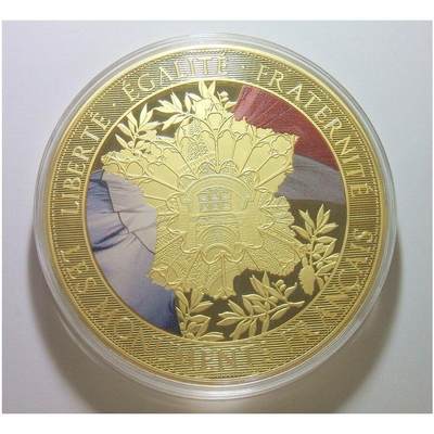 【艺术】法国艺术大章 地标建筑埃菲尔铁塔 高浮雕精制彩色巨型镀金章 100MM 378克 - 【艺术】法国艺术大章 地标建筑埃菲尔铁塔 高浮雕精制彩色巨型镀金章 100MM 378克