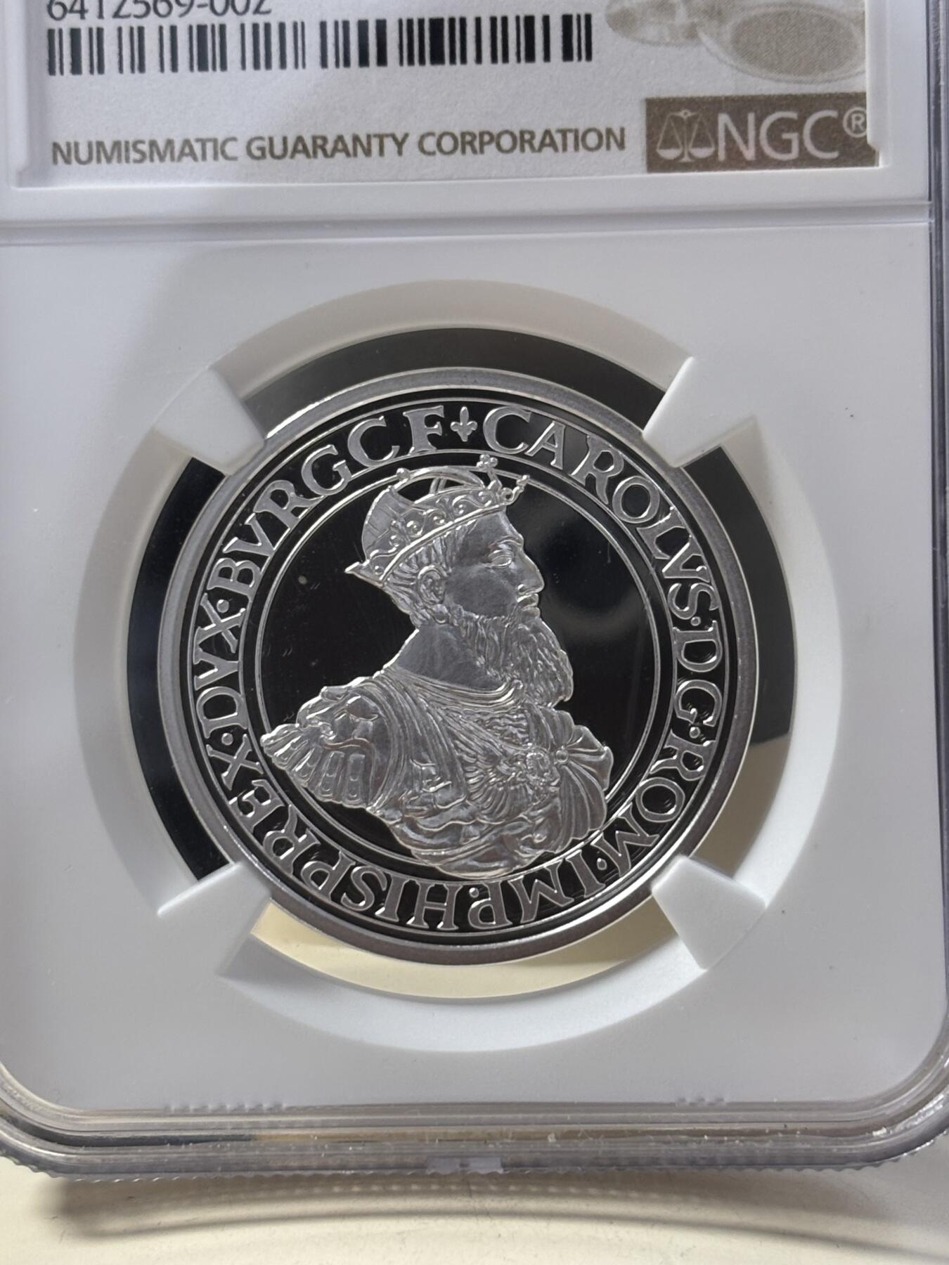 第189期拍卖 比利时2021年卡尔斯古尔登500周年精制纪念银币NGC-PF70无盒无证书，925银，18.75克，发行5000枚