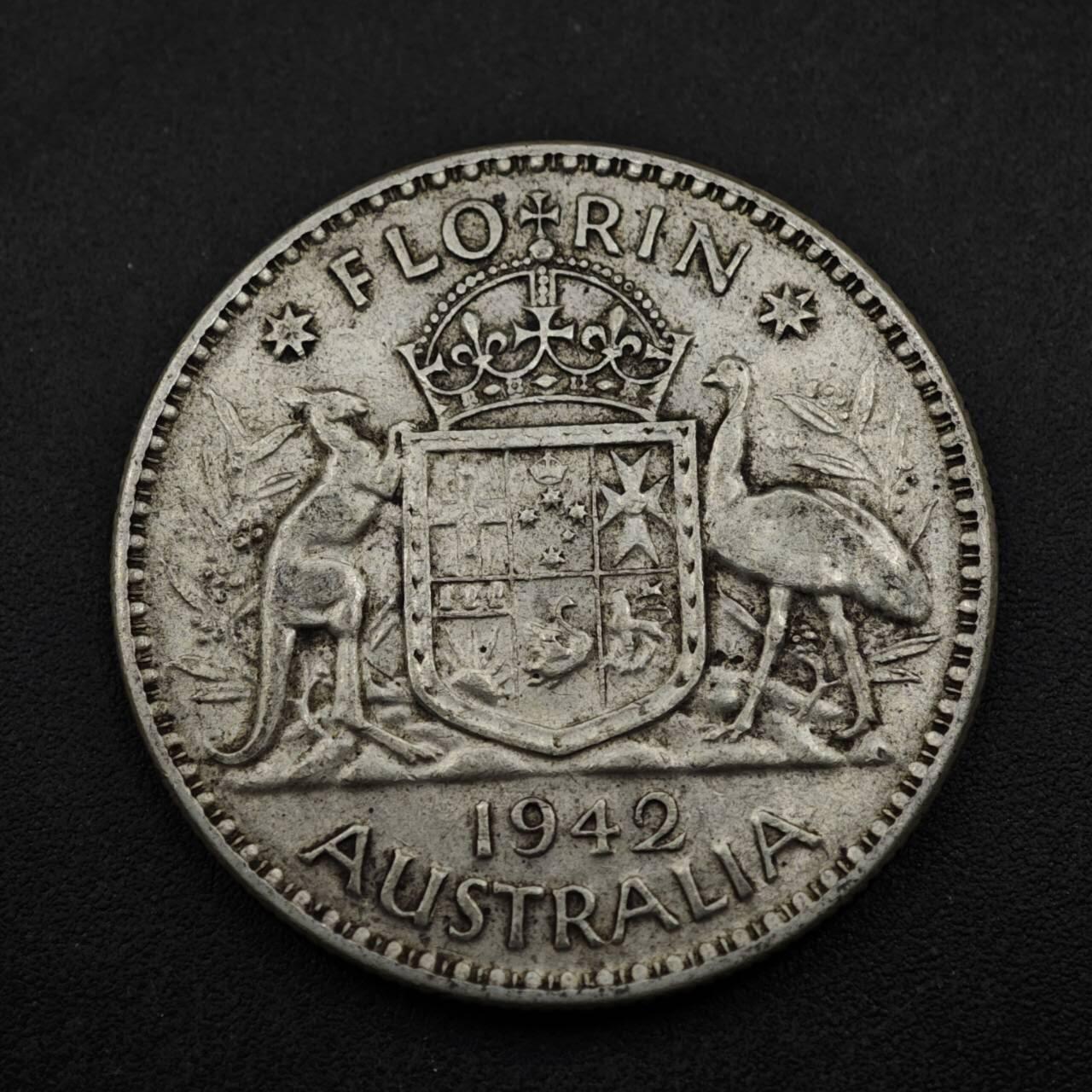 【淘币小摊】实时拍第八百五十三拍   散币银币场   满百包邮可预留二周 每周一统一发货   澳大利亚1942年乔治六世弗洛林银币