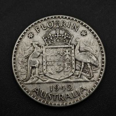 【淘币小摊】实时拍第八百五十三拍   散币银币场   满百包邮可预留二周 每周一统一发货   - 澳大利亚1942年乔治六世弗洛林银币
