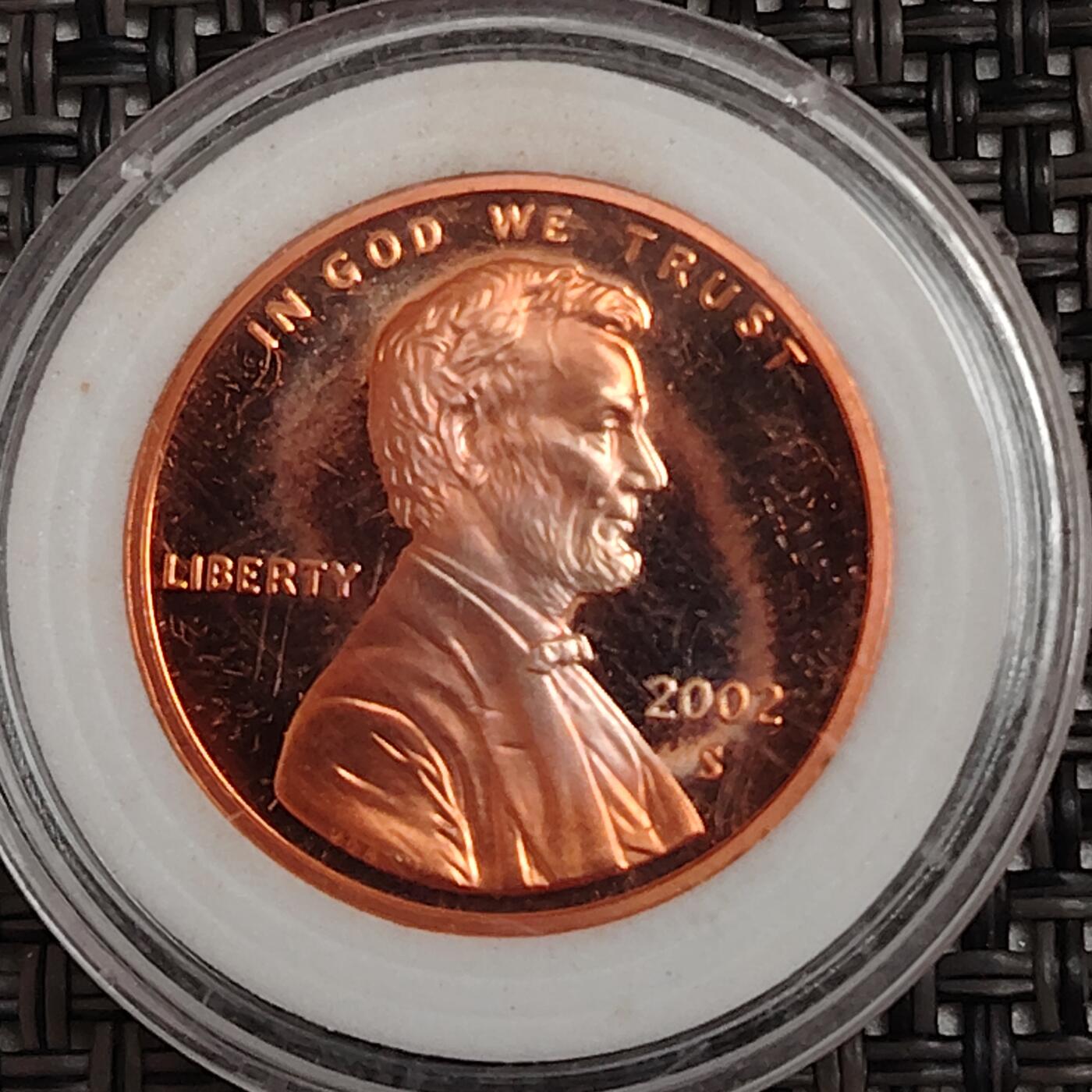 布加迪🐬～世界钱币(上海)🌾第 271 期 /  各国套币和散币 美国🇺🇸 2002年 1分 林肯头像精制币