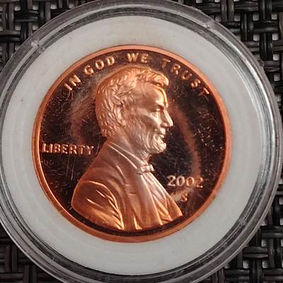 布加迪🐬～世界钱币(上海)🌾第 271 期 /  各国套币和散币 - 美国🇺🇸 2002年 1分 林肯头像精制币