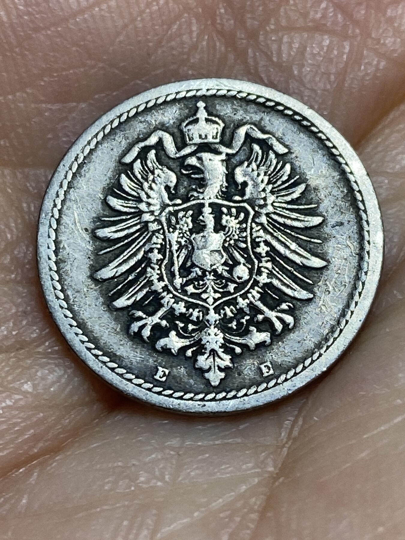 2026年第十三场(总第一百八十二场）外国好品散币场(免佣金) 稀少早期年份–德意志帝国1874年5芬尼(威廉一世时期，E标德累斯顿造)