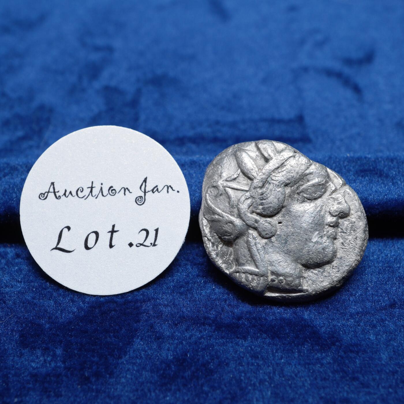 琋语集藏2026年02月欧洲古典打制币拍卖 古希腊阿提卡地区雅典娜与猫头鹰4德银币（验银戳）