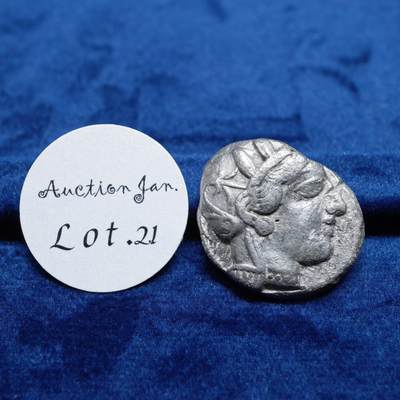 琋语集藏2026年02月欧洲古典打制币拍卖 - 古希腊阿提卡地区雅典娜与猫头鹰4德银币（验银戳）