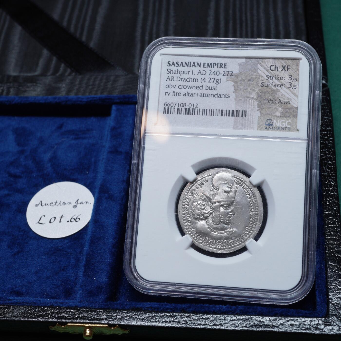 琋语集藏2026年02月欧洲古典打制币拍卖 古波斯萨珊王朝-沙普尔一世银币 来自Tony Noza旧藏