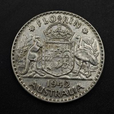 【淘币小摊】实时拍第八百五十三拍   散币银币场   满百包邮可预留二周 每周一统一发货   - 澳大利亚1942年乔治六世弗洛林银币