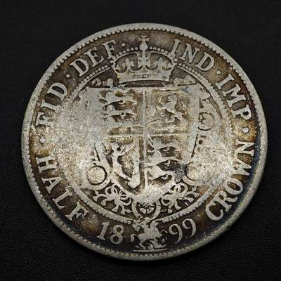 【淘币小摊】实时拍第八百五十三拍   散币银币场   满百包邮可预留二周 每周一统一发货   - 英国1899年维多利亚半克朗银币