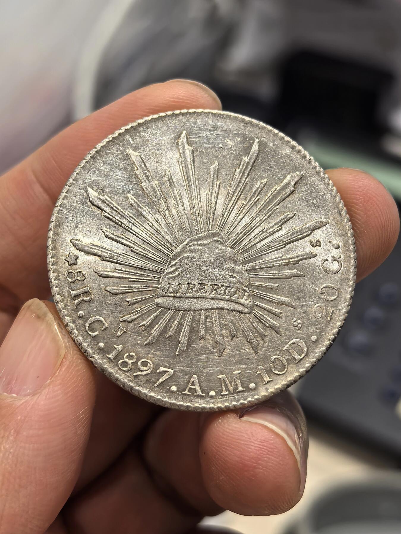 博洋堂世界钱币拍卖第158期（全场包邮） 墨西哥1897年CN AM版花边鹰洋，UNC状态