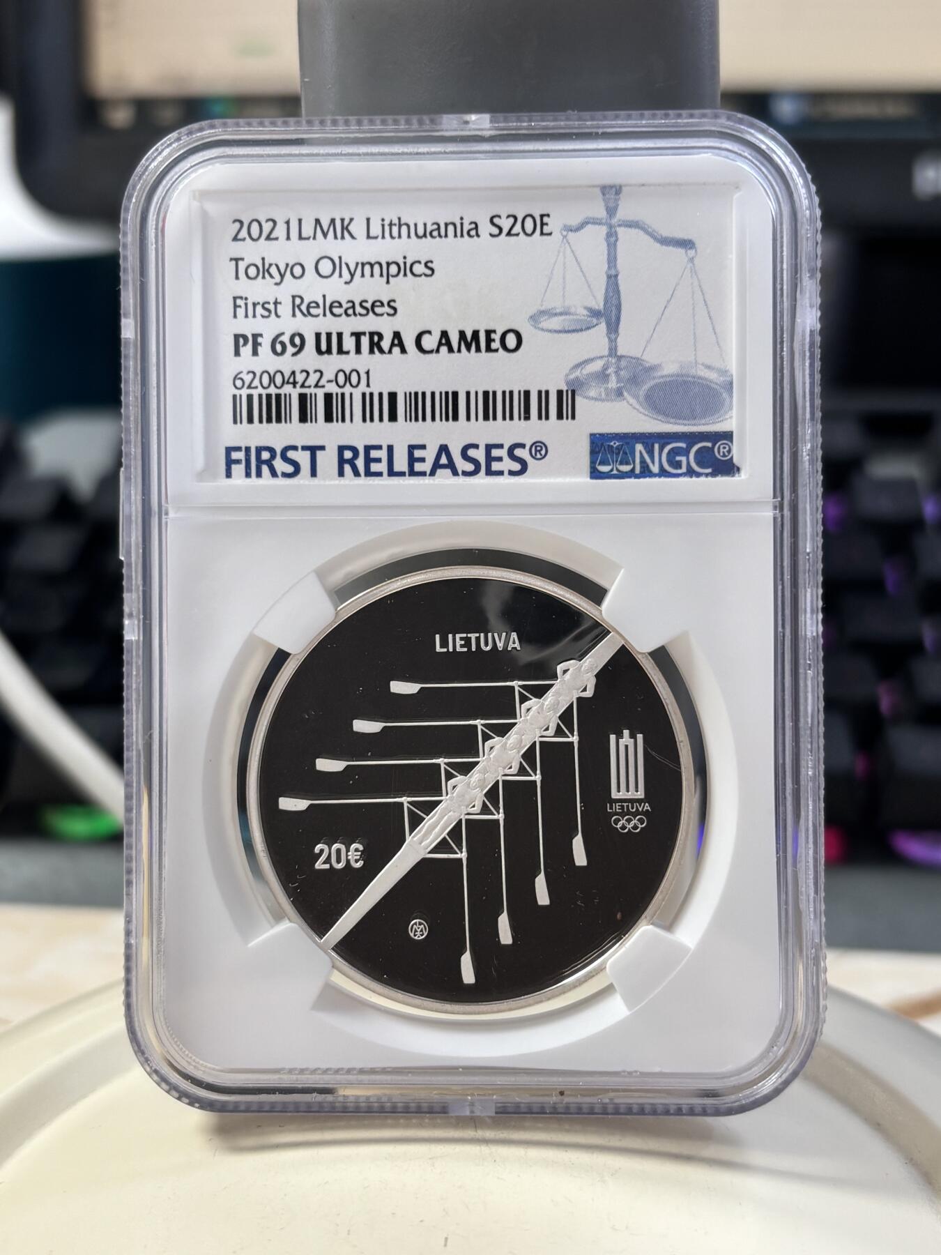 第189期拍卖 立陶宛2021年东京奥运精制纪念银币NGC-PF69首无原盒证书，28.28克，925银，发行2500枚