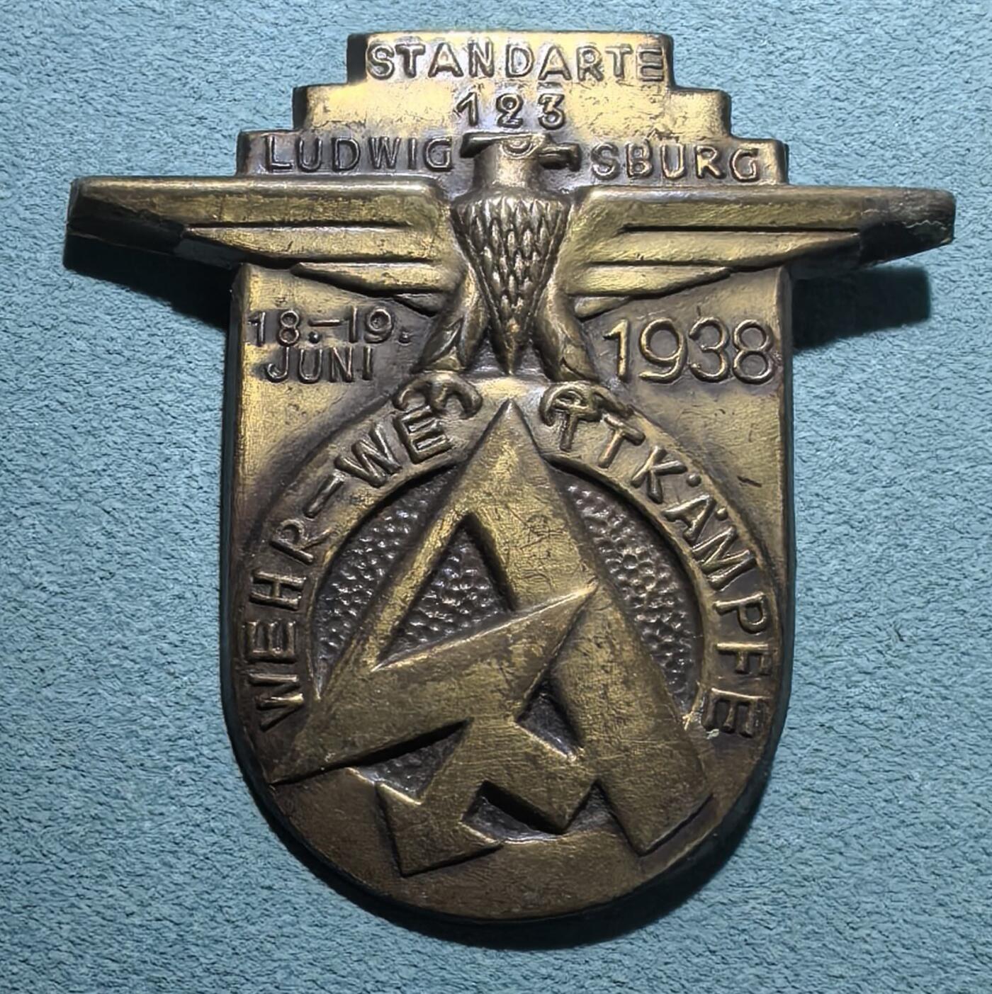 盛世勋华——号角文化勋章邮票专场拍卖第301期 德国（1939）冲锋队（SA）路德维希堡旗队1938年军事竞赛纪念证章 极为少见