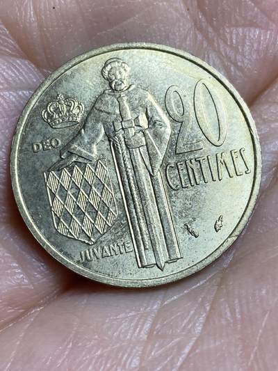 2026年第十四场(总第一百八十三场）外国好品散币场(免佣金) - 摩纳哥🇲🇨1976年20分(兰尼埃三世时期，Dolphin –海豚标)