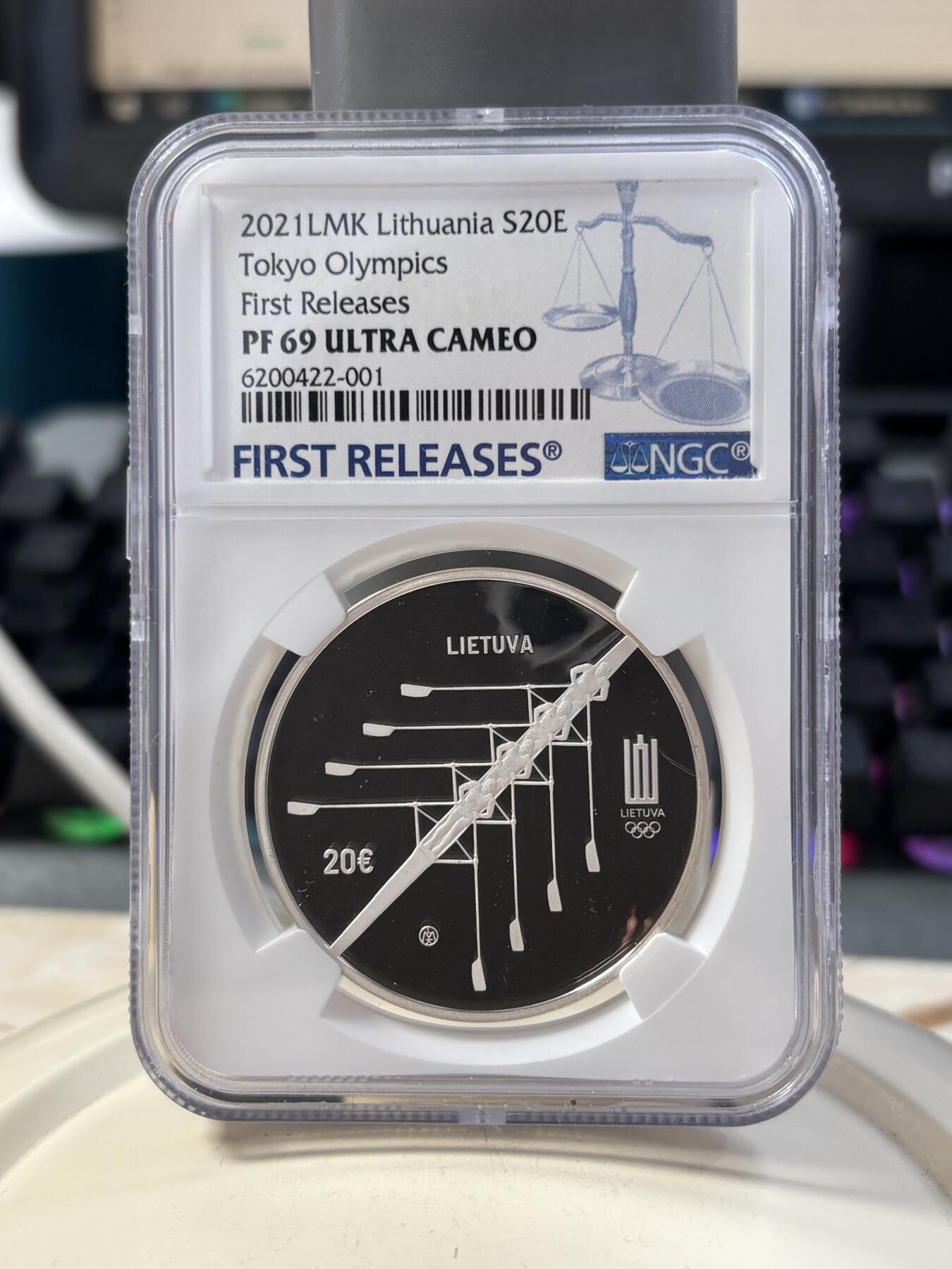 第189期拍卖 立陶宛2021年东京奥运精制纪念银币NGC-PF69首无原盒证书，28.28克，925银，发行2500枚