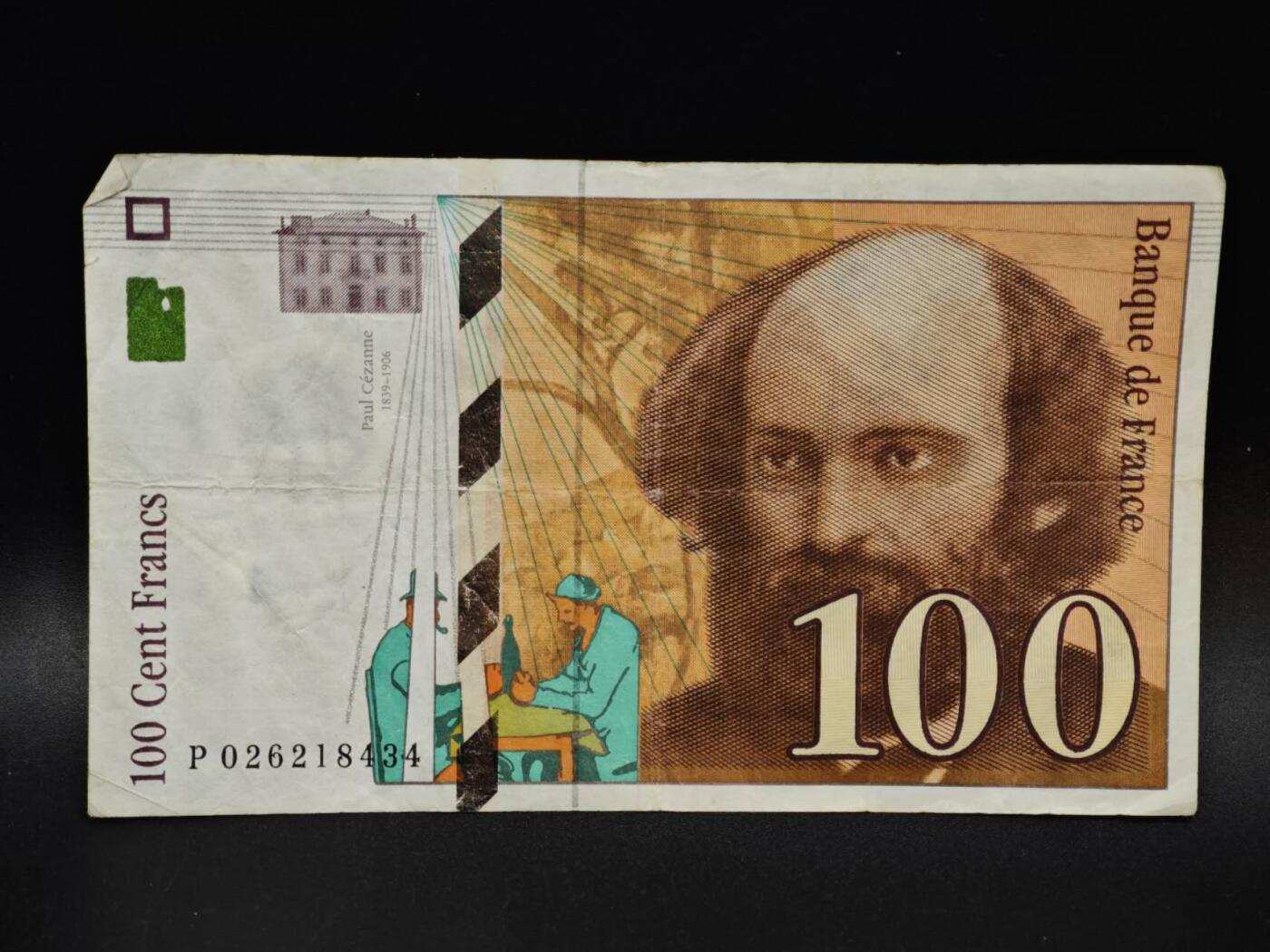 【淘币小摊】限时拍第八百五十二拍  无佣金福利纸币场  满百包邮可预留两周  周一统一发货  法国1997年100法郎纸币【有折】