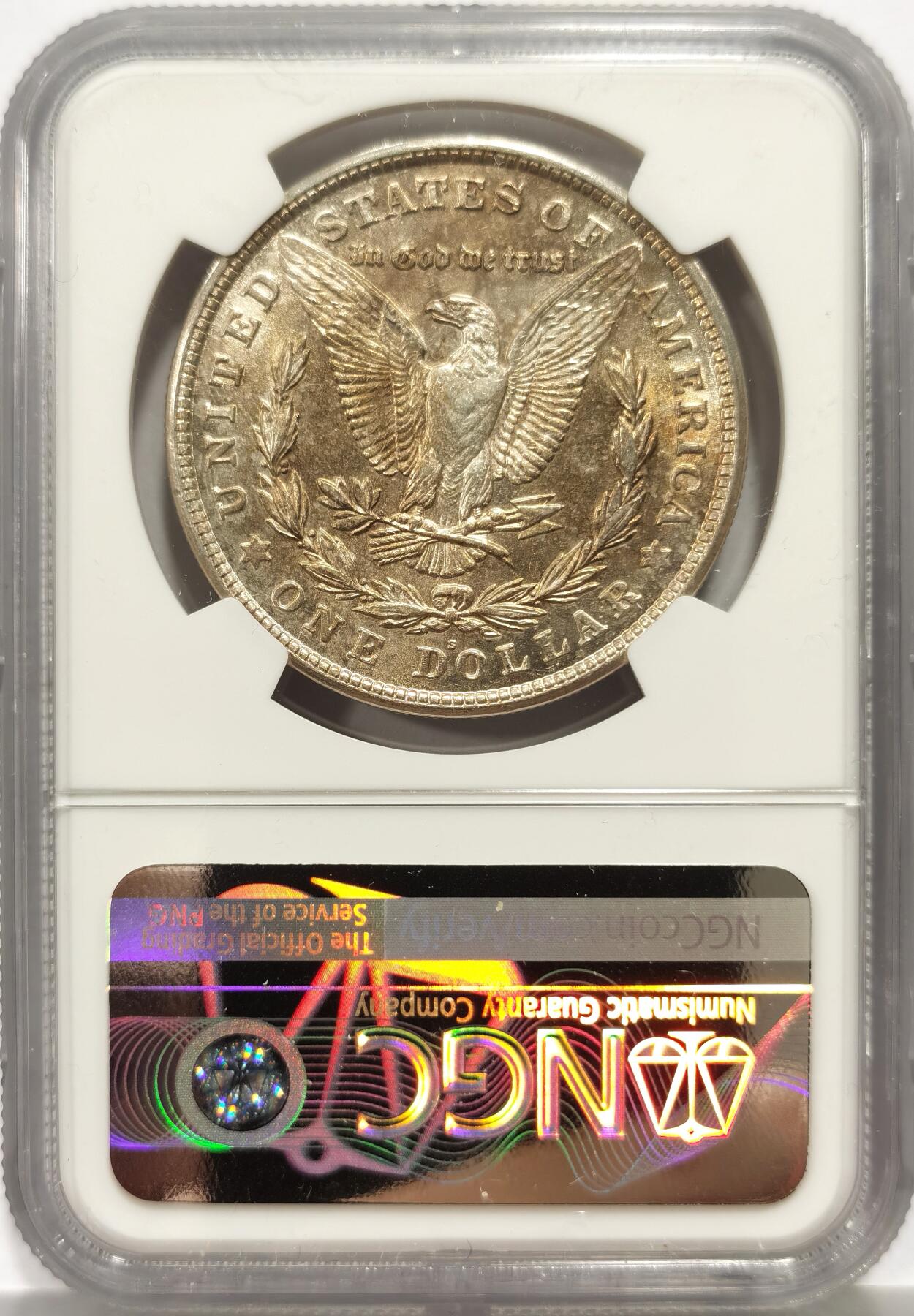 博洋堂世界钱币拍卖第158期（全场包邮） NGC MS63 美国1921年S版摩根银币，极美五彩，少见版别。