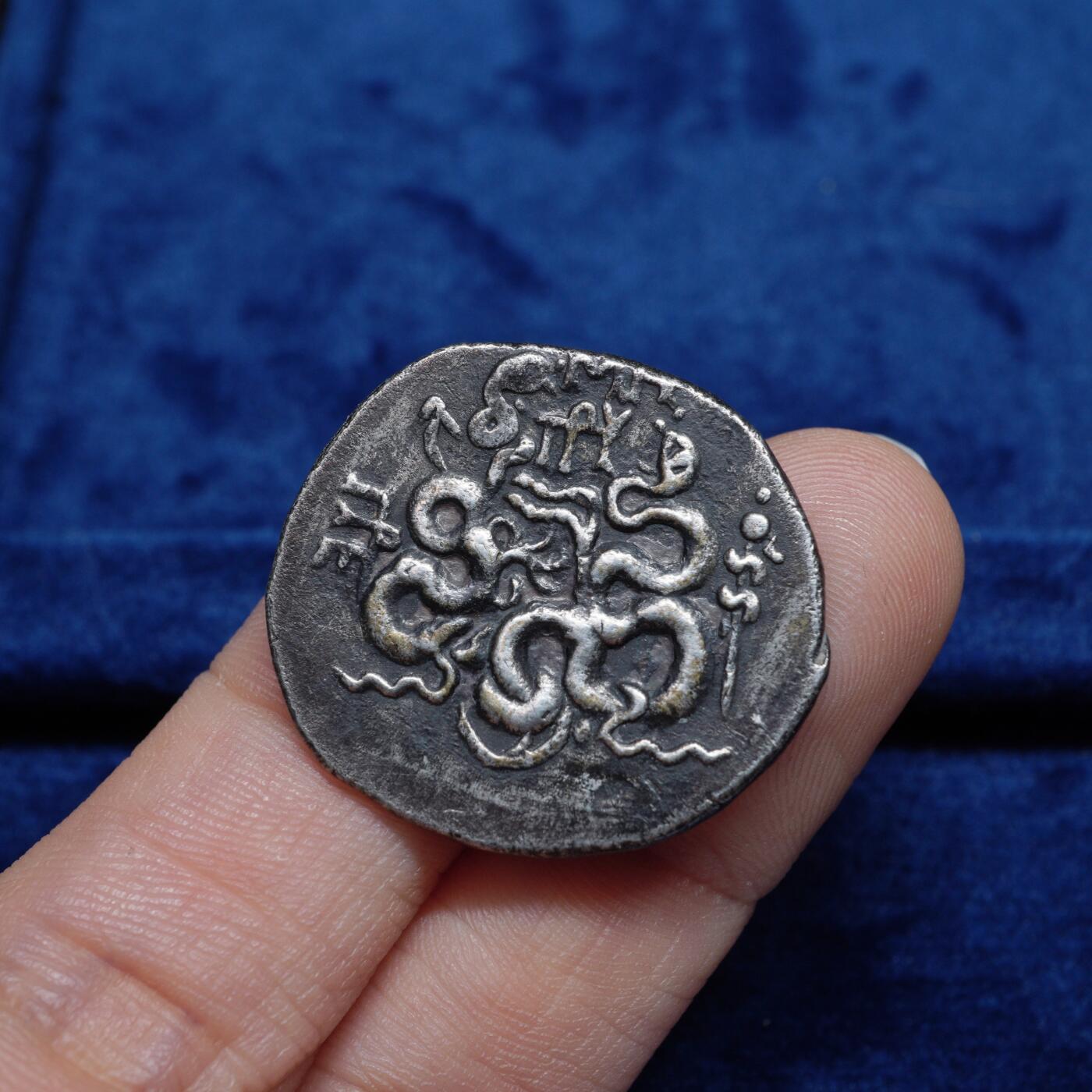 琋语集藏2026年02月欧洲古典打制币拍卖 古希腊米西亚地区-蛇篮4德拉克马银币