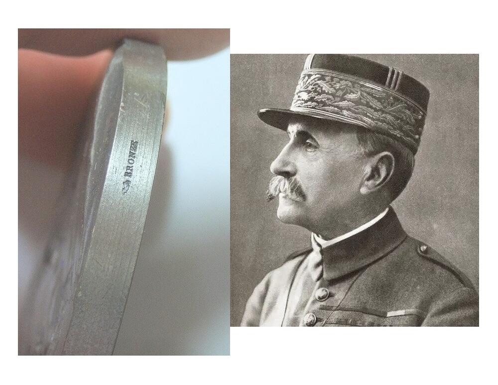 【旋风钱币】1月24日19:00准时开拍 精美欧洲币章、银币银章、第三帝国钱币等 全场包邮！ 【原盒】法国1900年前后 名将福煦元帅高浮雕精制大镀银章 50MM 带原盒