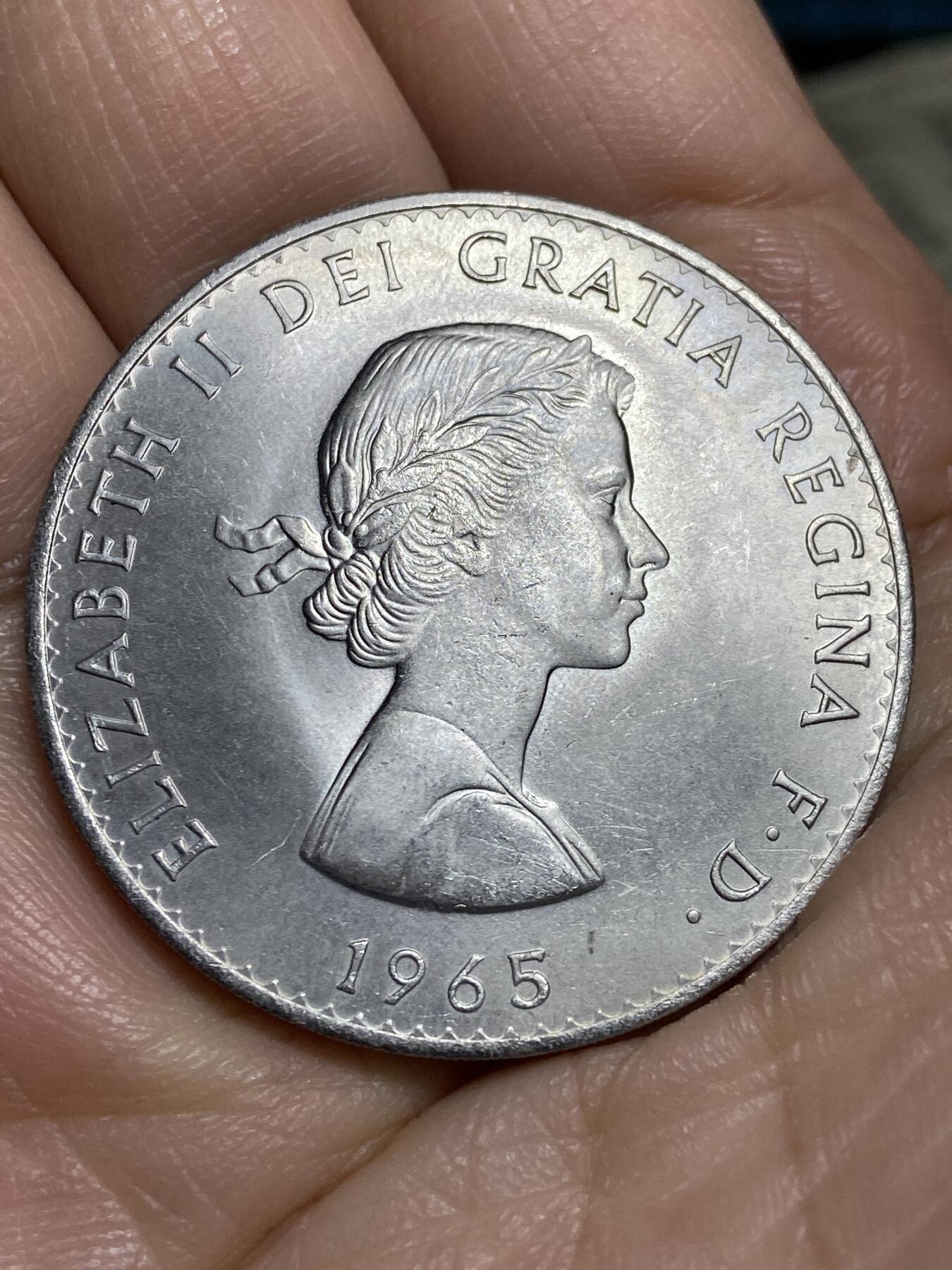 2026年第十四场(总第一百八十三场）外国好品散币场(免佣金) 威廉姆斯·迪肯银行原装全新–英国🇬🇧1965年1克朗(丘吉尔逝世纪念币)