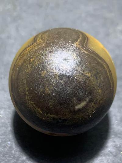 精美亚光高玉化冻料战国红玛瑙原皮8字天眼纹大圆珠一个！ - 精美亚光高玉化冻料战国红玛瑙原皮8字天眼纹大圆珠一个！