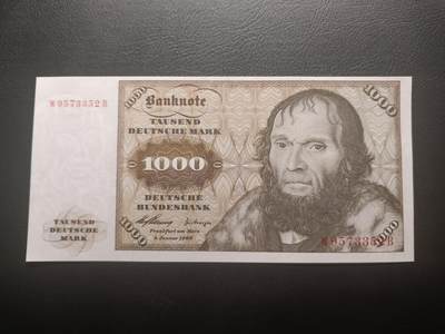 2026一月第四期，总214期 - 德国1960年1000马克AUNC，舍那的自画像和林堡，此版本最高面值，经典的德国马克战后品种之一