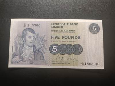 2026一月第四期，总214期 - 苏格兰克莱斯戴勒银行1981年5镑UNC-无47，诗人伯恩斯和他诗歌意境中的田鼠