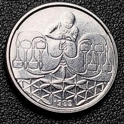 泉币菌-第173场- 精品福利场 - 纺织业 劳动者系列 巴西 1989年 50分小硬币 19.5毫米 纪念币铜钱