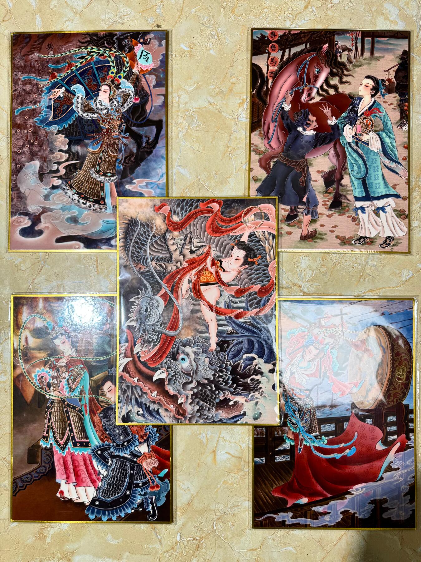 NO.22 好又多金牌大场，年前倒数第3期！每周一站式配齐，方便凑单！（周6晚9点截拍，卖家送拍0抽成！） 山河潮玩 心染 四大巾帼+哪吒 A4色纸5张一套