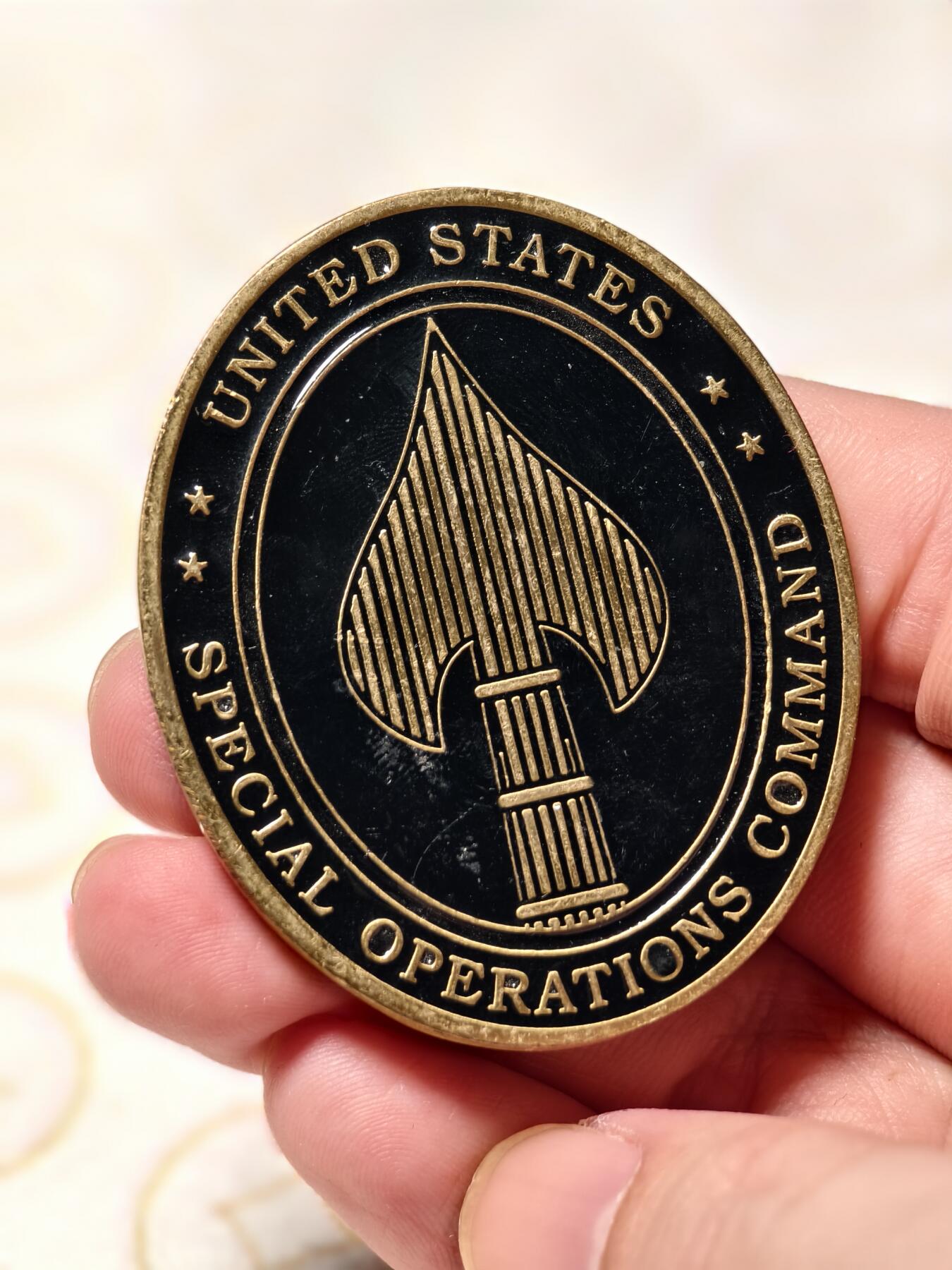 抚柳草堂-第十期章牌钱币  奖章勋章限时免佣 满百包邮 放漏专场 美国特种作战司令部大型纪念章 57*46mm 品相如图