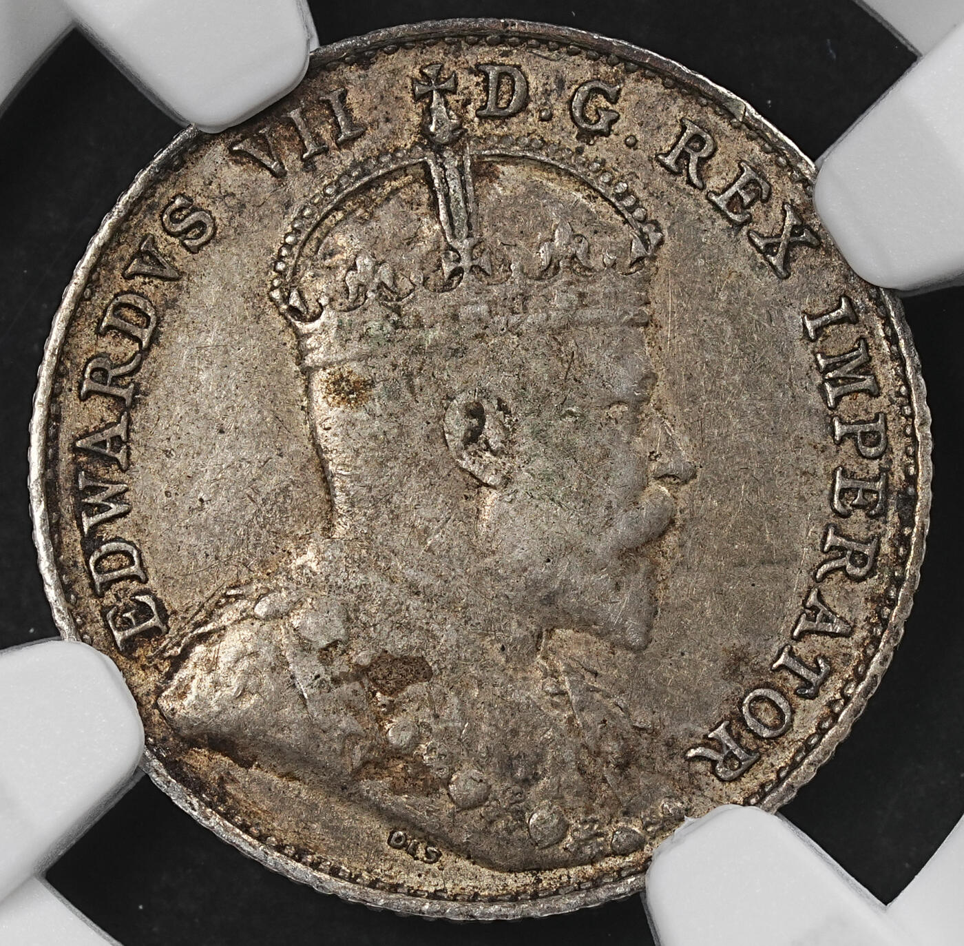 修遠堂世界钱币第102期 NGC AU53 1903年加拿大10分银币，稀少的年份，书价很高，盒子年份标识有误