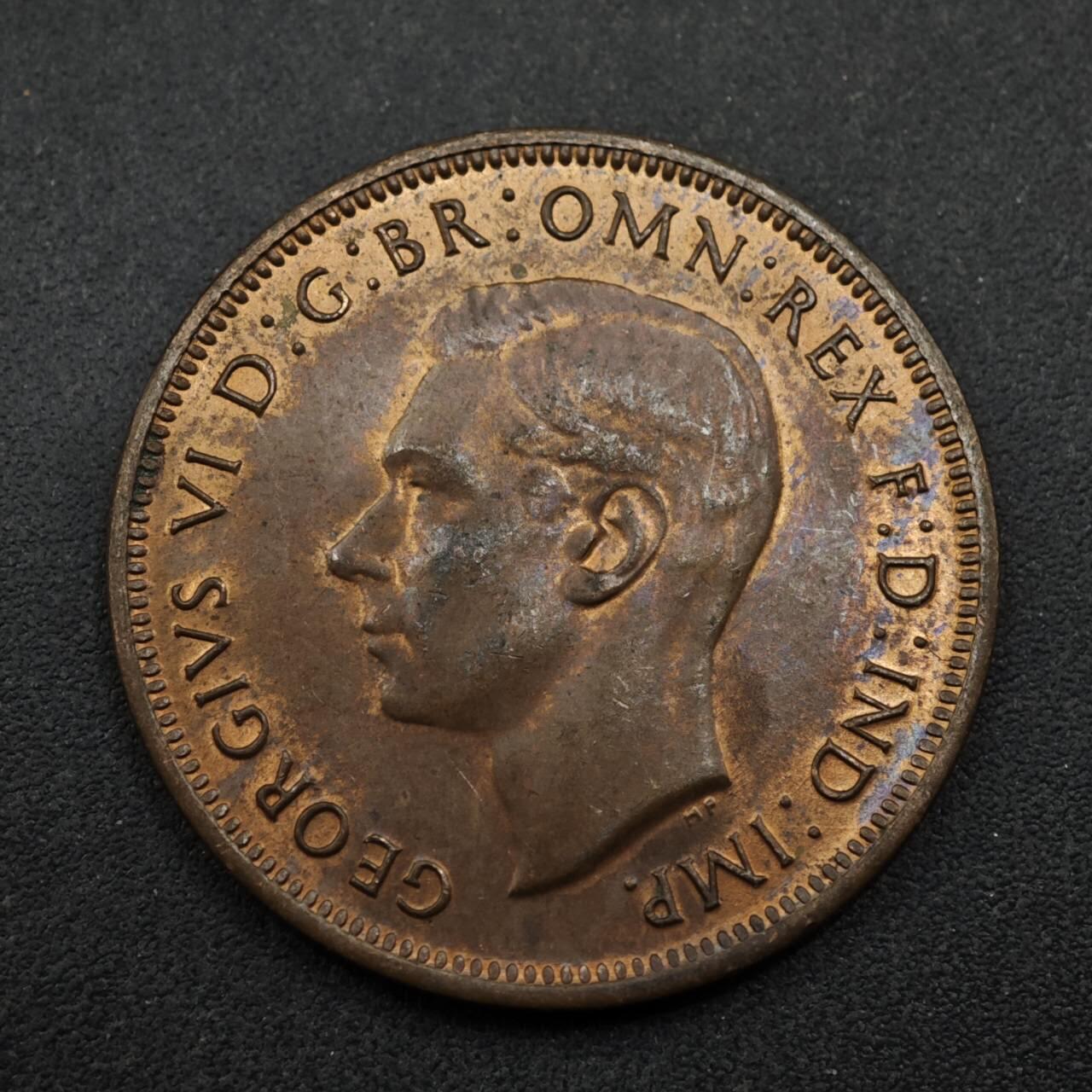 【淘币小摊】实时拍第八百五十三拍   散币银币场   满百包邮可预留二周 每周一统一发货   澳大利亚1943年乔治六世半便士铜币