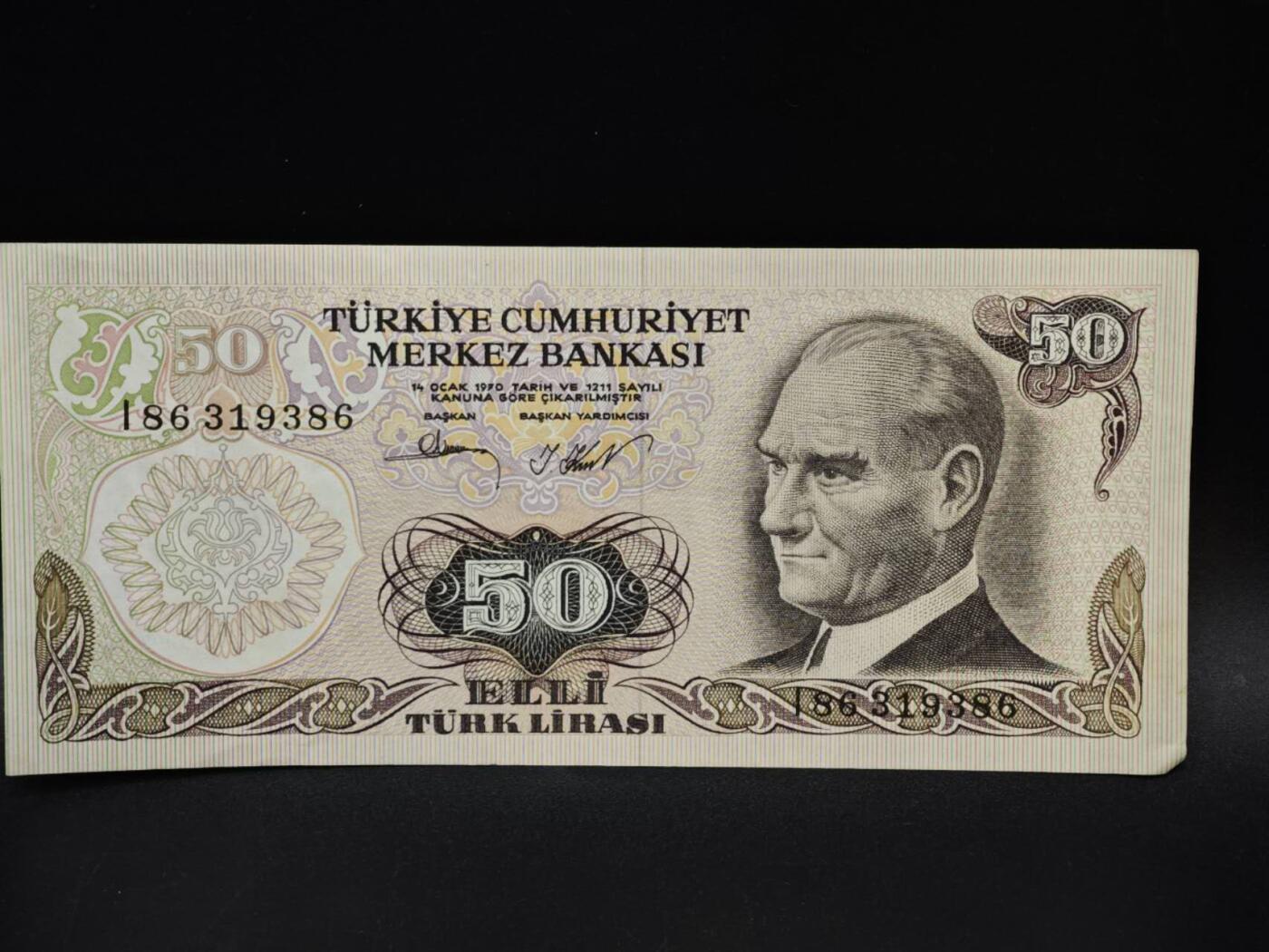 【淘币小摊】限时拍第八百五十二拍  无佣金福利纸币场  满百包邮可预留两周  周一统一发货  土耳其50里拉纸币【有折】