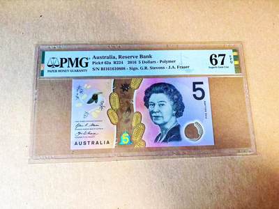 【Blue Auction】世界纸币精拍第778期——18级TOP拍卖/信誉/品质/专业/高效💫 - 【倒置号】澳大利亚 2016年5元 PMG67EPQ 